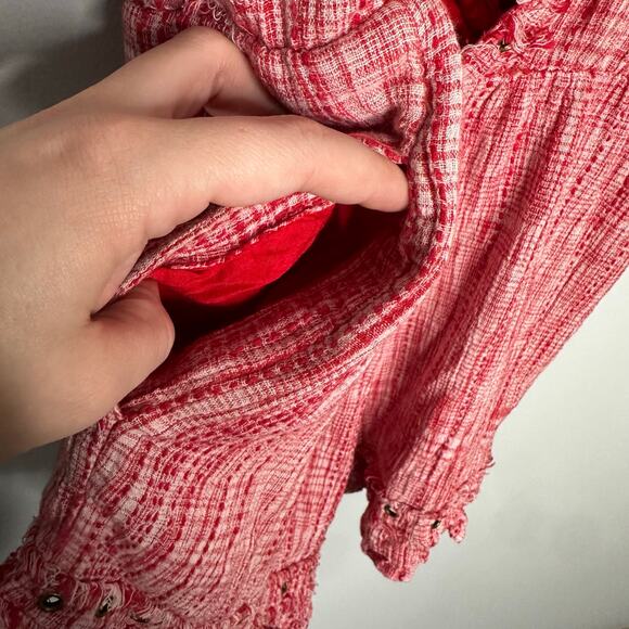 Revolve Tularosa Women's Red + White Amelia Tie Back V Neck Romper Size L - Picture 10 of 11